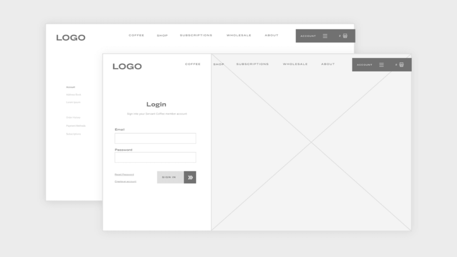 login page wireframe