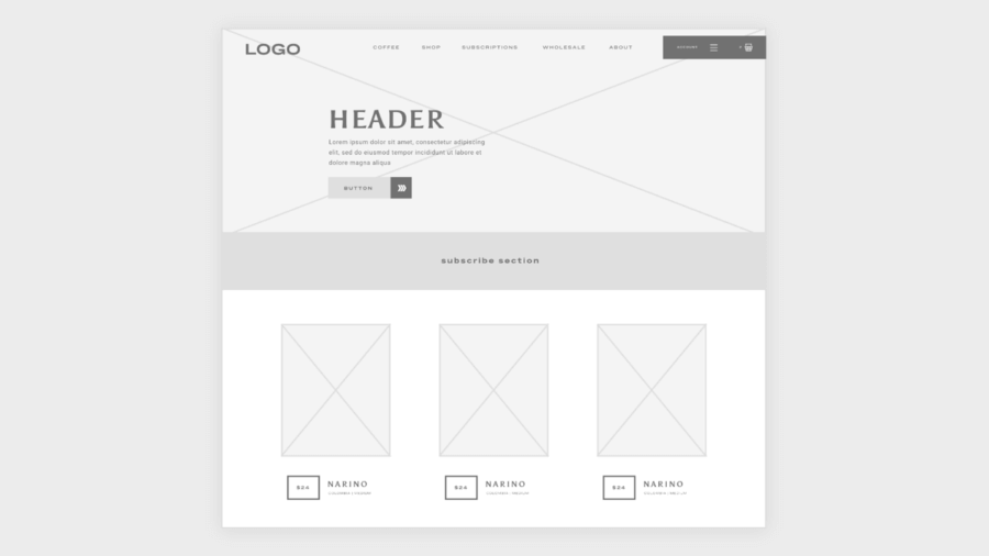product feed wireframe